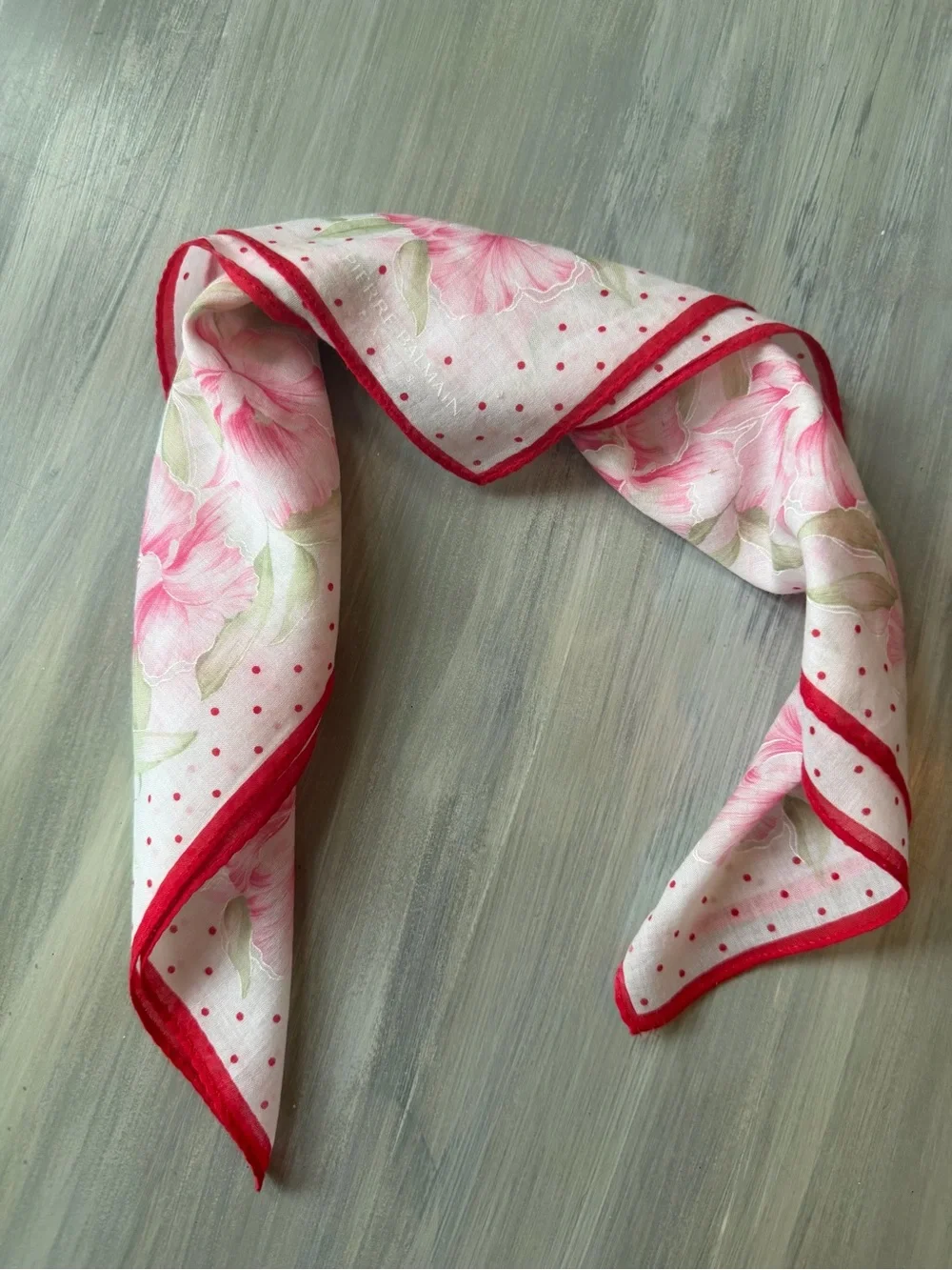 Balmain Floral Floral Pink White Handkerchief Scarf Bandana Bag Cottagecore
